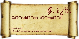 Göndöcs Árpád névjegykártya